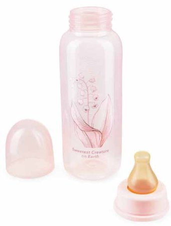 Happy Baby Бутылочка для кормления с латексной соской, 250 мл / цвет may-lily (розовый)