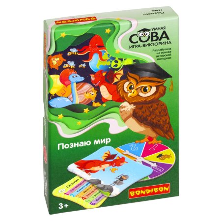 Bondibon Игра-викторина Умная сова Познаю мир Bondibon – внешний вид и детали