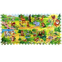 Играем вместе коврик-пазл сборный "зоопарк с азбукой", 8 сегментов / разноцветный					