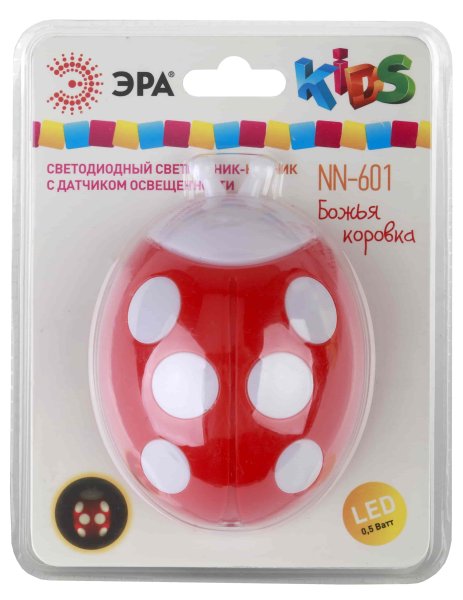 ЭРА Ночник "Божья коровка" от сети с сенсором NN-601-LS-R / красный
