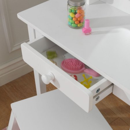 KidKraft Туалетный столик из дерева "Модница" White Medium Vanity & Stool