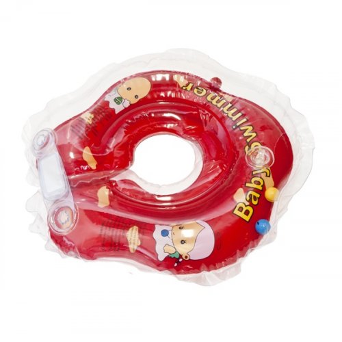 Круг на шею для купания Baby Swimmer BS02R-B, красный (полуцвет + внутри погремушка), (3-12 кг)