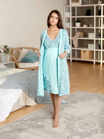 Hunny mammy Комплект для беременных и кормящих женщин 08520, размер 170,176- 88-94 / цвет бирюзовый-серый