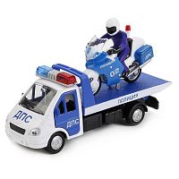 "Технопарк" Набор машин Полиция Газель эвакуатор 12,5 см и мотоцикл 7,5 см					