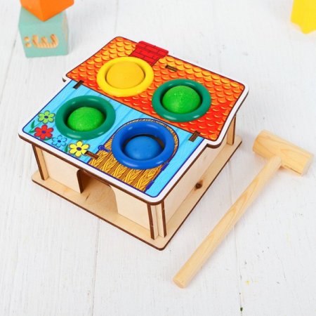 WoodLand Toys Стучалка-сортер  "Домик", с молотком