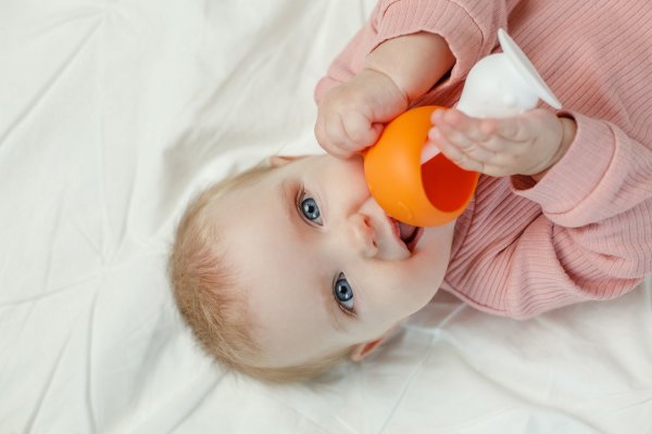 Roxi Kids Силиконовый прорезыватель Mushroom с держателем в футляре / цвет оранжевый