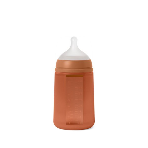 Силиконовая бутылочка для детского питания 240 мл, с соской из силикона.  RED / S SILICONE FEED BOT 