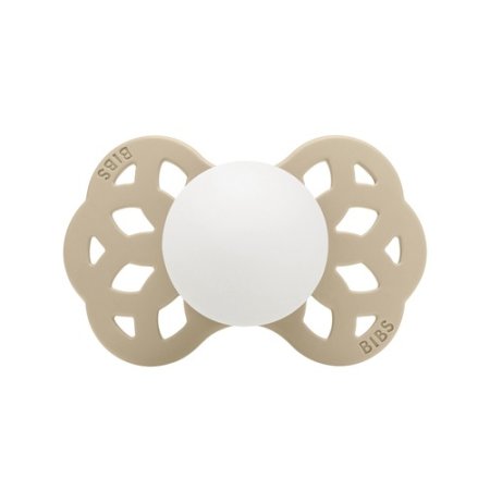 Пустышка силиконовая ночная BIBS Infinity Glow Symmetrical - Vanilla, 6+ месяцев.
