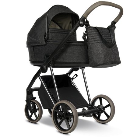 ROAN Коляска 2 в1 Sol Luxury короб + прогулка Pixel/Dark/Nickel/руч.Cappuccino/к.Cappuccino(2 места)