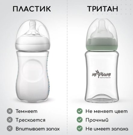 Miyoumi Набор бутылочек для кормления, 220 мл, 2 штуки / цвет Ivory,Sage (айвори, шалфей)