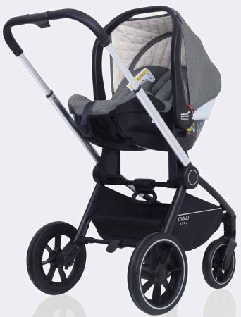 MowBaby Коляска 3 в 1 Zoom PU / цвет Silver Grey (серый, рама серебро)