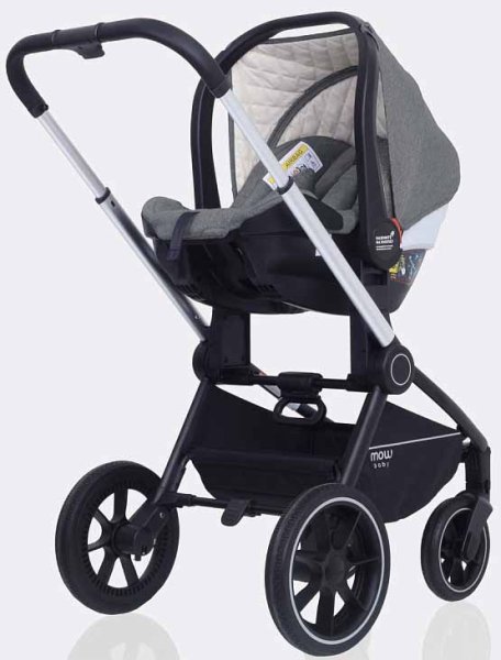MowBaby Коляска 3 в 1 Zoom PU / цвет Silver Grey (серый, рама серебро)