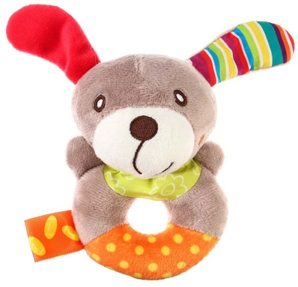 Крошка Я Погремушка мягкая на кольце «Собачка»