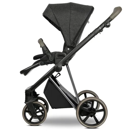ROAN Коляска 2 в1 Sol Luxury короб + прогулка Pixel/Dark/Nickel/руч.Cappuccino/к.Cappuccino(2 места)