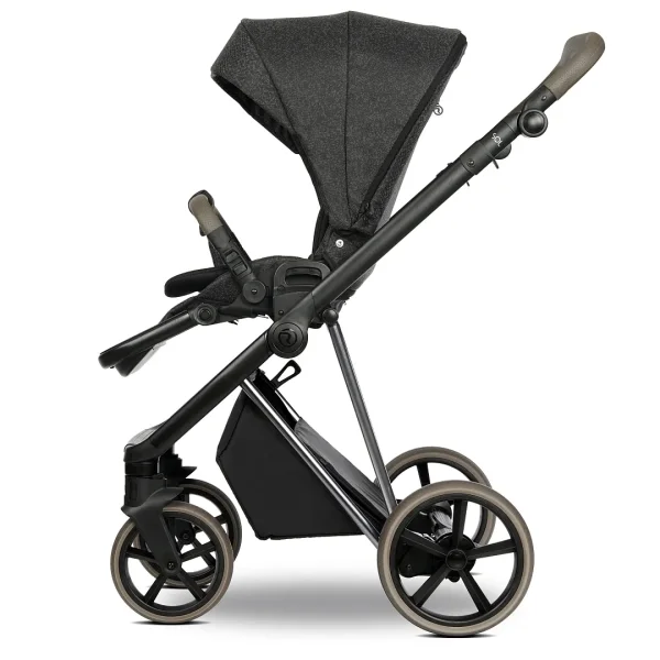 ROAN Коляска 2 в1 Sol Luxury короб + прогулка Pixel/Dark/Nickel/руч.Cappuccino/к.Cappuccino(2 места)