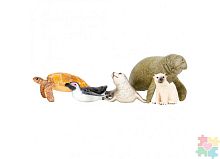 Паремо Фигурки игрушки серии "Мир морских животных": Ламантин, морская черепаха, тюлень, пингвин, белый медведь					