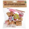 Буратино Игрушка деревянная, бусы на шнуровке в пакете, в коробке 200 штук, 281587
