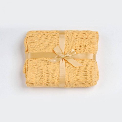 ОТК, одеяло детское вязаное, 90X120, желтое