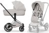 Коляска 2в1 CYBEX Priam Style Chrome Brown + спальный блок (City Grey)