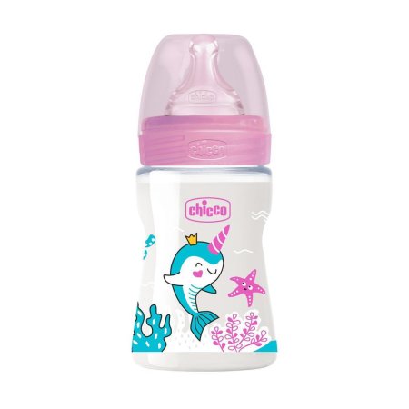 Chicco Бутылочка Well-Being Girl с силиконовой соской медленный поток, 150 мл / цвет розовый