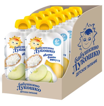 Бабушкино Лукошко творог, яблоко, банан 90г. мягкая упаковка