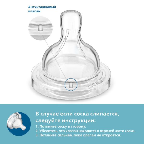 Philips Avent Соска для бутылочки Anti-colic, с 3 месяцев, 2 штуки