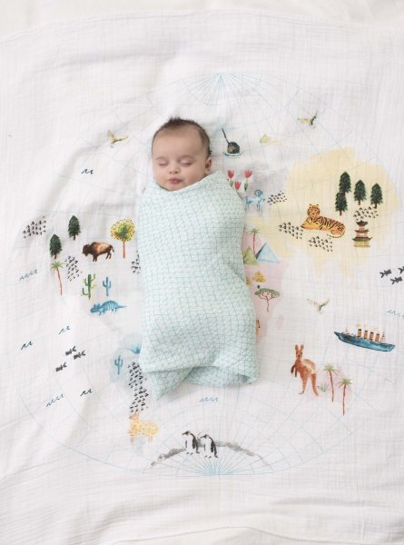 Aden&Anais Муслиновая пеленка Around the world / цвет белый
