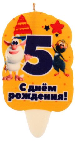 Чудо-праздник Свеча для торта со стикером 5 «Буба»