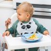 Babyono Нагрудник силиконовый с регулируемой застежкой / цвет черный, белый (Енот)