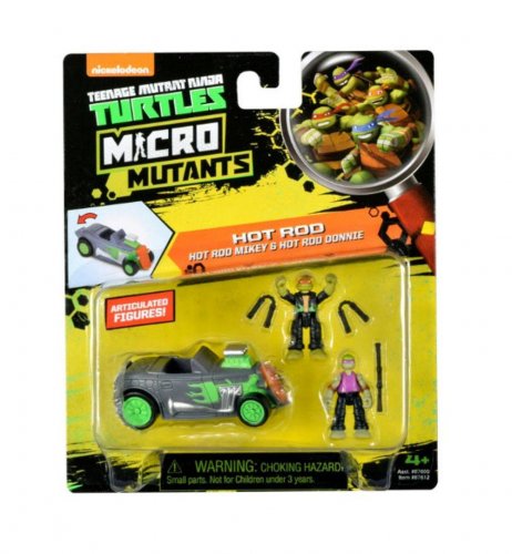 игрушка Микро игровой набор Скоростной кабриолет Черепашек-ниндзя с фигурками лихачей Майки и Донни, артикул: 87612