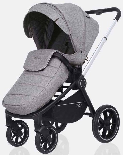 MowBaby Коляска 3 в 1 Zoom PU / цвет Silver Beige (бежево-серый, рама серебро)