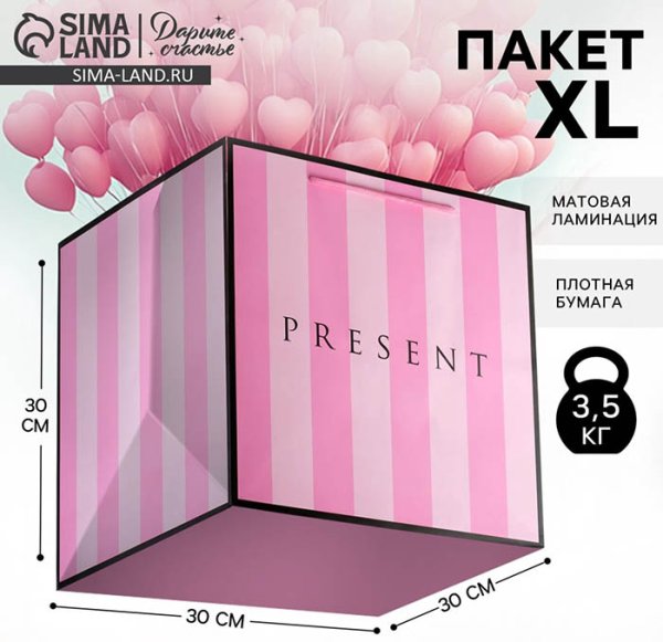Дарите счастье Пакет квадратный «Present»