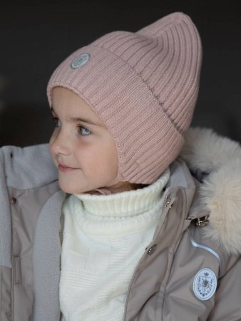 (м)1022Шапка зимн.с утепл.на завязках (р. 42, цв. пудра)