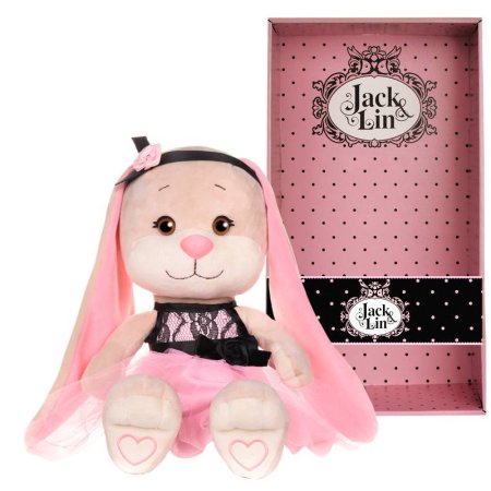 Jack&Lin Зайка  в Розовом Платье с Черными Вставками, 25 см, в Коробке