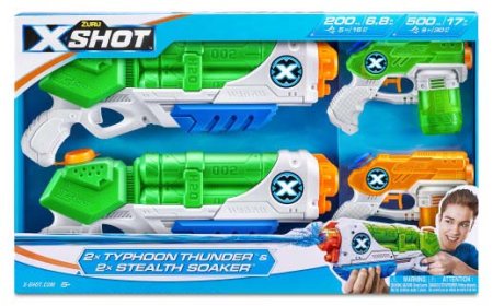 Zuru Набор водных бластеров Ворфейс X-Shot Water Тайфун 2 штуки и Сокер 2 штуки
