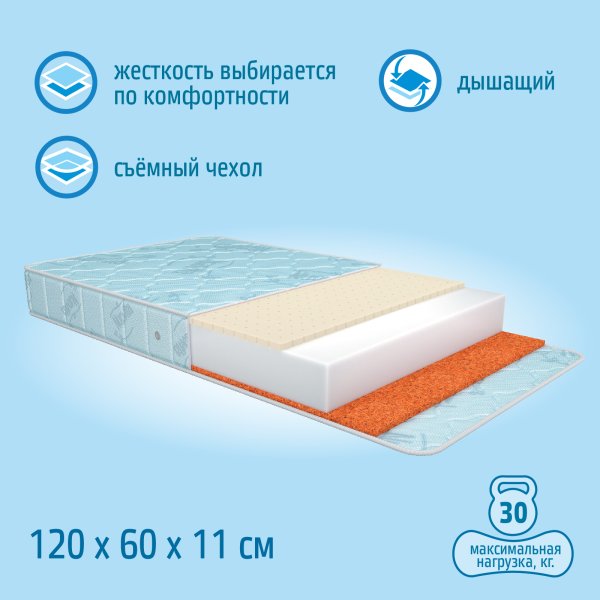 Nuovita Детский матрас Impatto, 120 x 60 х 14 см /  цвет голубой