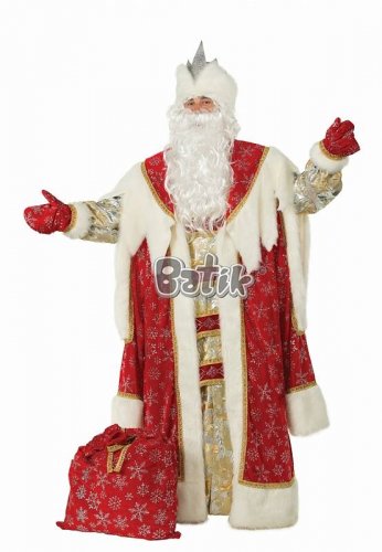 Батик Карнавальный костюм "Дед Мороз Королевский" красный /  размер 54-56