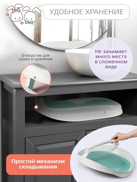 Горка для ванночек Kidwick складная, цвет бирюзовый для купания младенца