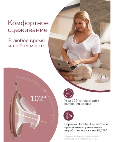 Портативный электрический молокоотсос BP137 (серия V1 Pro), 2 шт. Мамкози /Momcozy
