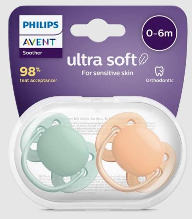 Avent Пустышка Ultra soft силиконовая, 0-6 месяцев, 2 штуки