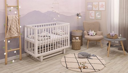 Polini kids Кроватка Simple 340 с маятником / цвет белый
