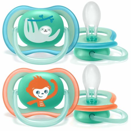 Avent Пустышка ultra air с футляром для стерилизации, сверхплотная соска, 18 мес+ 2 штуки