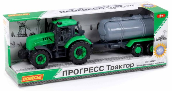 Полесье Трактор "Прогресс" с прицепом-цистерной инерционный / цвет зелёный