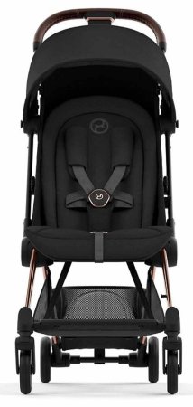 Cybex Прогулочная коляска Coya с дождевиком / цвет Sepia Black (черный), рама Rosegold (розовое золото)