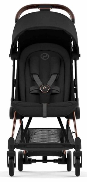 Cybex Прогулочная коляска Coya с дождевиком / цвет Sepia Black (черный), рама Rosegold (розовое золото)