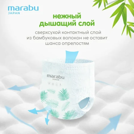 Подгузники-трусики Marabu Organic bamboo,XL 12-17кг, 12 шт/ кор. 16 шт.