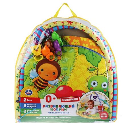 "Умка" Детский игровой коврик божья коровка с игрушками на подвеске