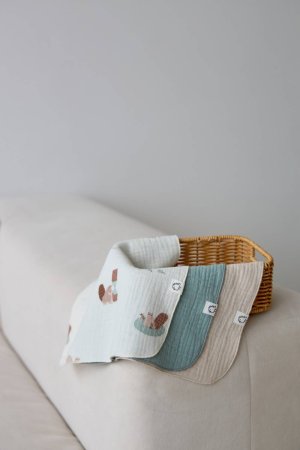 Buba Kids Платочки муслиновые, 3 штуки Бобры на хуторе, полынь, миндаль