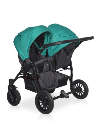 Riko Basic Коляска для близнецов 2 в 1 Saxo / цвет бирюзовый-чёрный 01