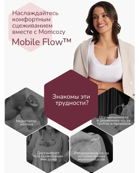 Беспроводной портативный электрический молокоотсос BP223 (Mobile Flow, M9), 2 штМамкози  Momcozy